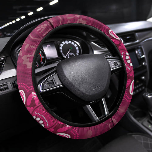 Australia Queensland Day Steering Wheel Cover Koala With Map Aboriginal Art