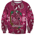Australia Queensland Day Sweatshirt Koala With Map Aboriginal Art