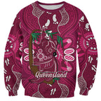 Australia Queensland Day Sweatshirt Koala With Map Aboriginal Art