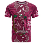 Australia Queensland Day T Shirt Koala With Map Aboriginal Art