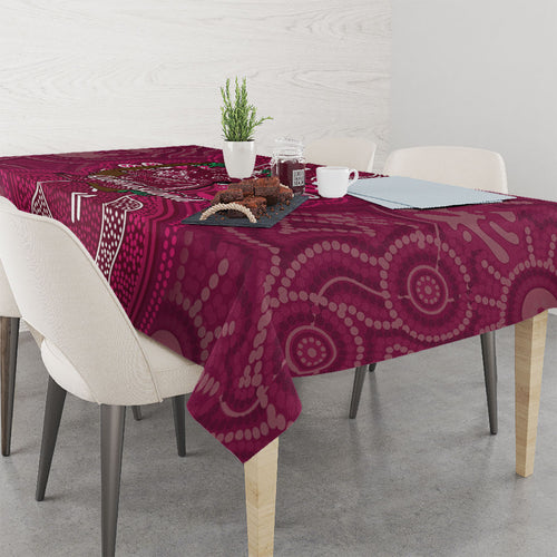 Australia Queensland Day Tablecloth Koala With Map Aboriginal Art