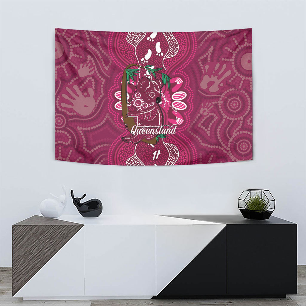 Australia Queensland Day Tapestry Koala With Map Aboriginal Art