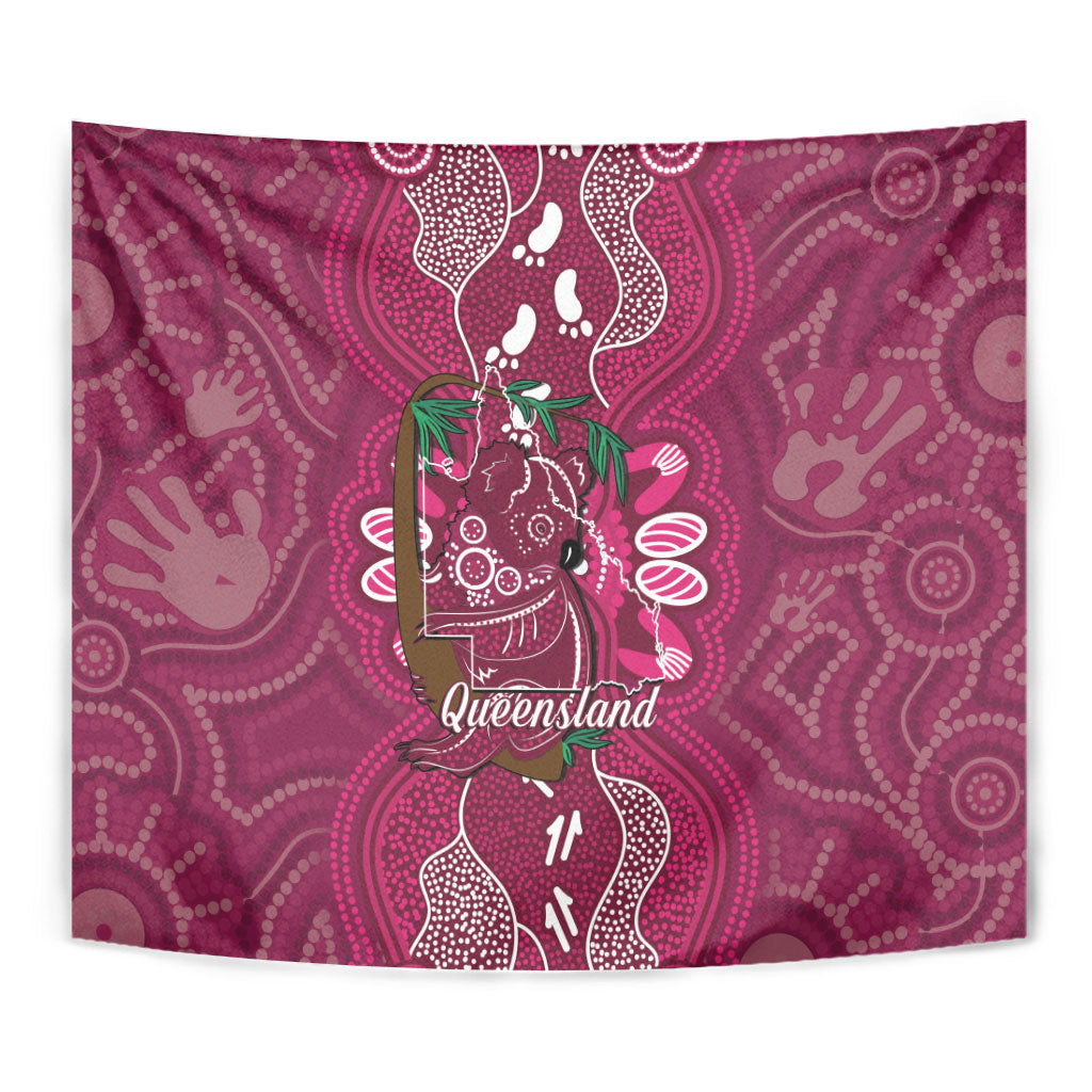 Australia Queensland Day Tapestry Koala With Map Aboriginal Art