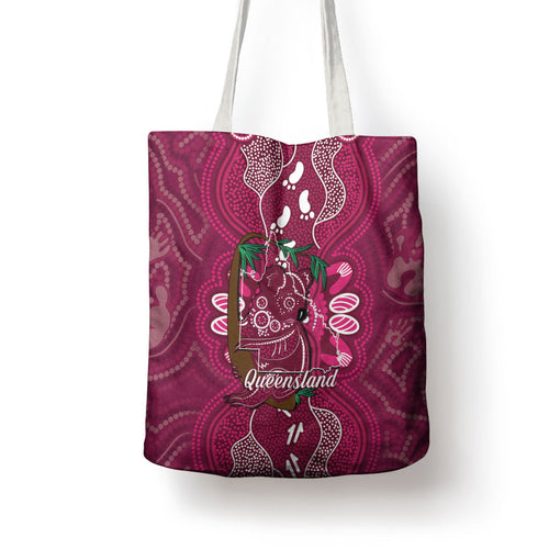 Australia Queensland Day Tote Bag Koala With Map Aboriginal Art