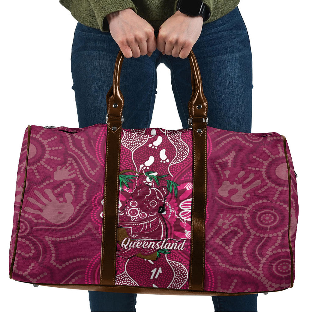 Australia Queensland Day Travel Bag Koala With Map Aboriginal Art
