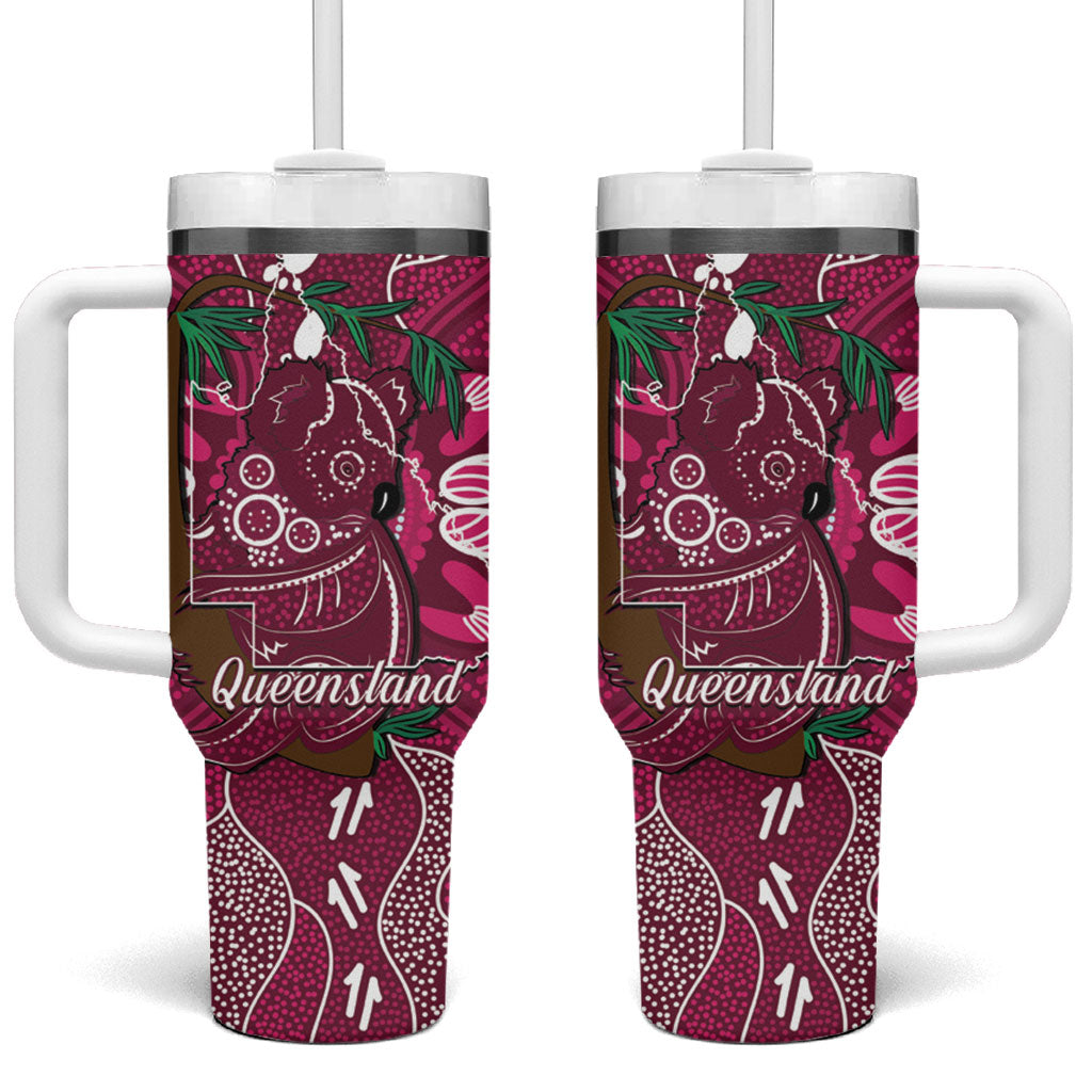 Australia Queensland Day Tumbler With Handle Koala With Map Aboriginal Art