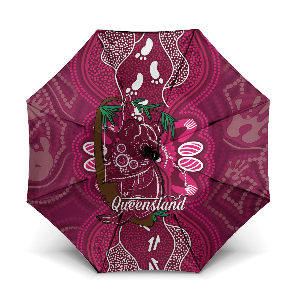 Australia Queensland Day Umbrella Koala With Map Aboriginal Art