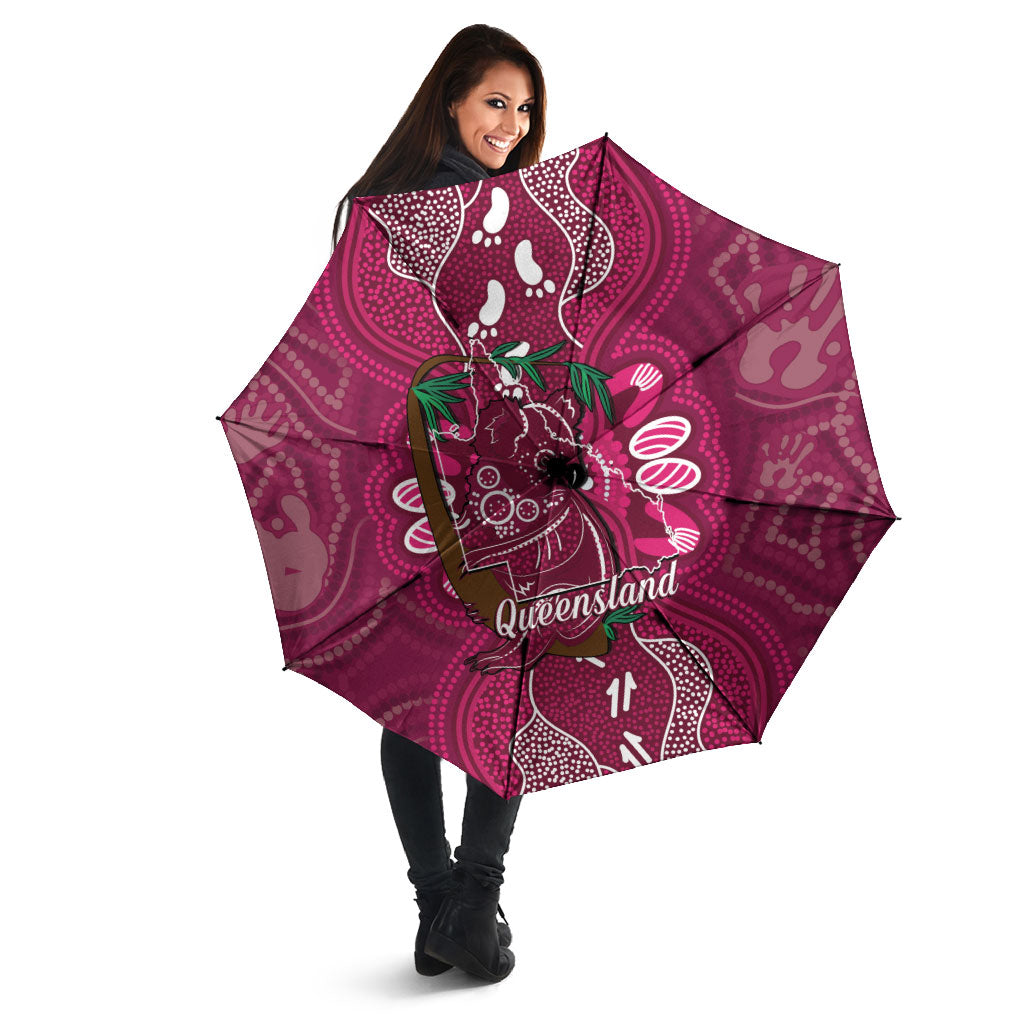 Australia Queensland Day Umbrella Koala With Map Aboriginal Art