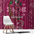 Australia Queensland Day Window Curtain Koala With Map Aboriginal Art