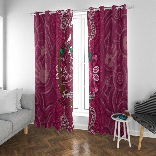 Australia Queensland Day Window Curtain Koala With Map Aboriginal Art