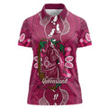 Australia Queensland Day Women Polo Shirt Koala With Map Aboriginal Art