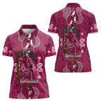 Australia Queensland Day Women Polo Shirt Koala With Map Aboriginal Art