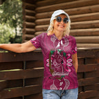 Australia Queensland Day Women Polo Shirt Koala With Map Aboriginal Art