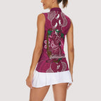 Australia Queensland Day Women Sleeveless Polo Shirt Koala With Map Aboriginal Art