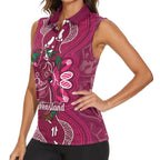 Australia Queensland Day Women Sleeveless Polo Shirt Koala With Map Aboriginal Art