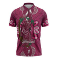 Australia Queensland Day Zipper Polo Shirt Koala With Map Aboriginal Art