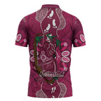 Australia Queensland Day Zipper Polo Shirt Koala With Map Aboriginal Art