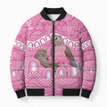 Indigenous Australia Bourkie Bomber Puffer Jacket Aussie Bourke's Parrot Aboriginal Art