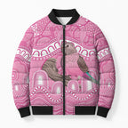 Indigenous Australia Bourkie Bomber Puffer Jacket Aussie Bourke's Parrot Aboriginal Art