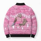 Indigenous Australia Bourkie Bomber Puffer Jacket Aussie Bourke's Parrot Aboriginal Art