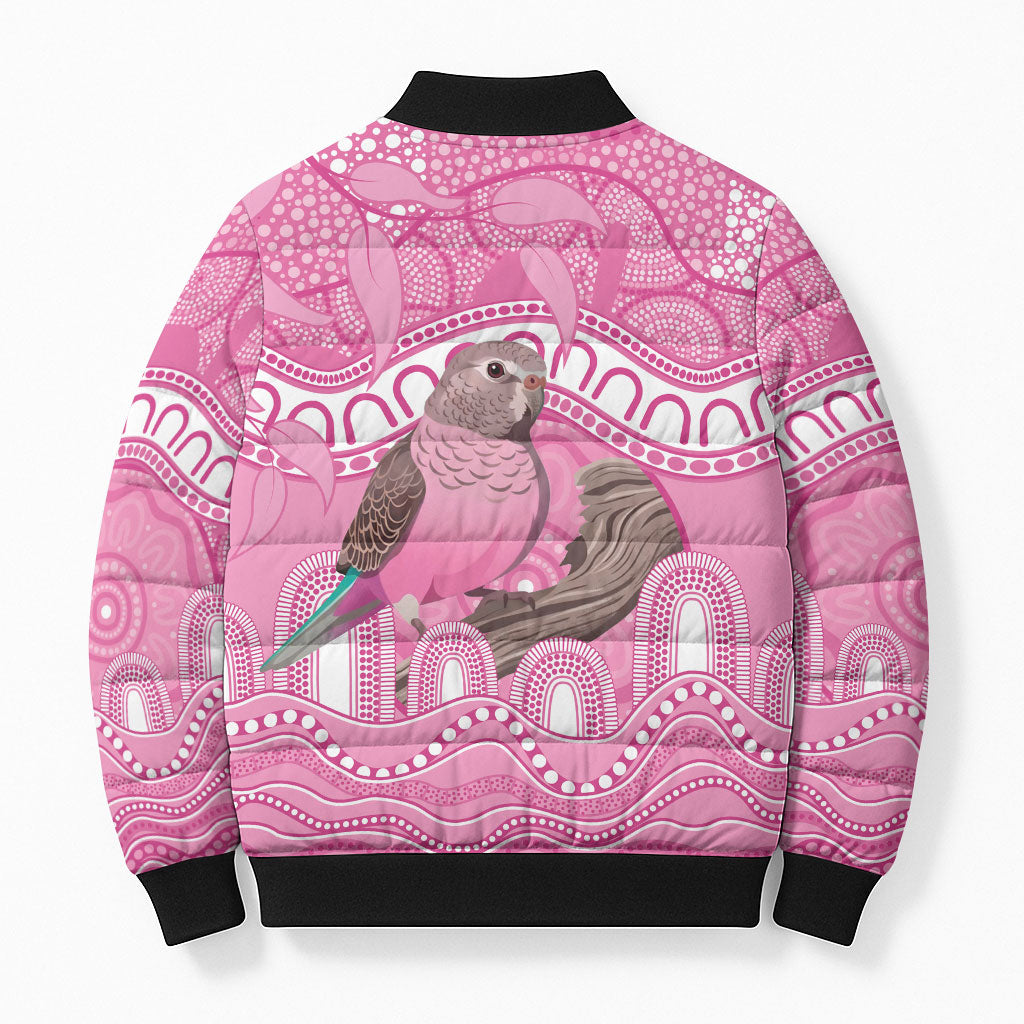 Indigenous Australia Bourkie Bomber Puffer Jacket Aussie Bourke's Parrot Aboriginal Art