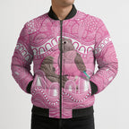 Indigenous Australia Bourkie Bomber Puffer Jacket Aussie Bourke's Parrot Aboriginal Art