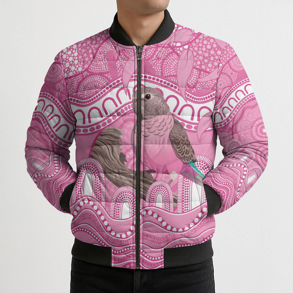 Indigenous Australia Bourkie Bomber Puffer Jacket Aussie Bourke's Parrot Aboriginal Art