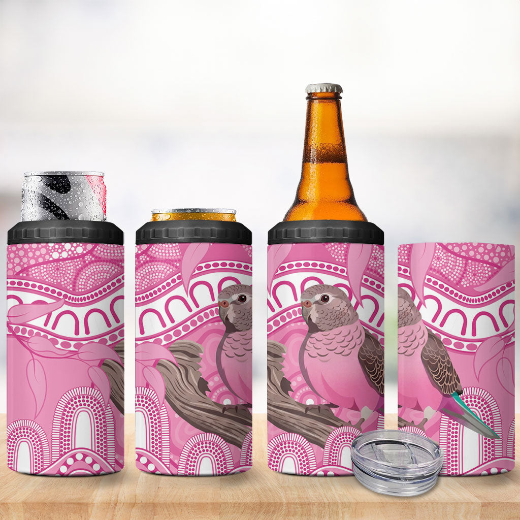 Indigenous Australia Bourkie 4 in 1 Can Cooler Tumbler Aussie Bourke's Parrot Aboriginal Art