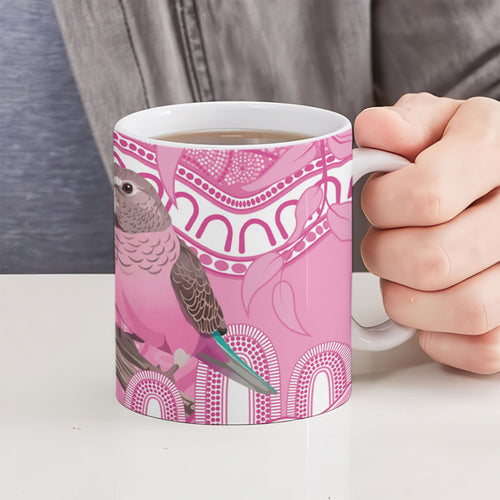 Indigenous Australia Bourkie Ceramic Mug Aussie Bourke's Parrot Aboriginal Art