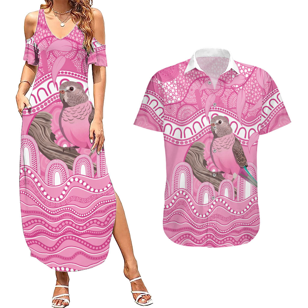 Indigenous Australia Bourkie Couples Matching Summer Maxi Dress and Hawaiian Shirt Aussie Bourke's Parrot Aboriginal Art