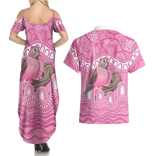Indigenous Australia Bourkie Couples Matching Summer Maxi Dress and Hawaiian Shirt Aussie Bourke's Parrot Aboriginal Art