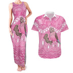 Indigenous Australia Bourkie Couples Matching Tank Maxi Dress and Hawaiian Shirt Aussie Bourke's Parrot Aboriginal Art