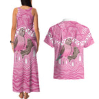 Indigenous Australia Bourkie Couples Matching Tank Maxi Dress and Hawaiian Shirt Aussie Bourke's Parrot Aboriginal Art