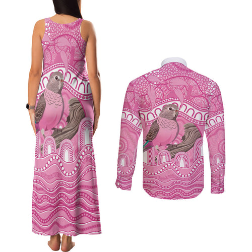 Indigenous Australia Bourkie Couples Matching Tank Maxi Dress and Long Sleeve Button Shirt Aussie Bourke's Parrot Aboriginal Art