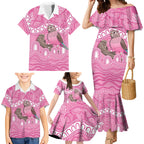 Indigenous Australia Bourkie Family Matching Mermaid Dress and Hawaiian Shirt Aussie Bourke's Parrot Aboriginal Art