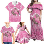 Indigenous Australia Bourkie Family Matching Off Shoulder Maxi Dress and Hawaiian Shirt Aussie Bourke's Parrot Aboriginal Art