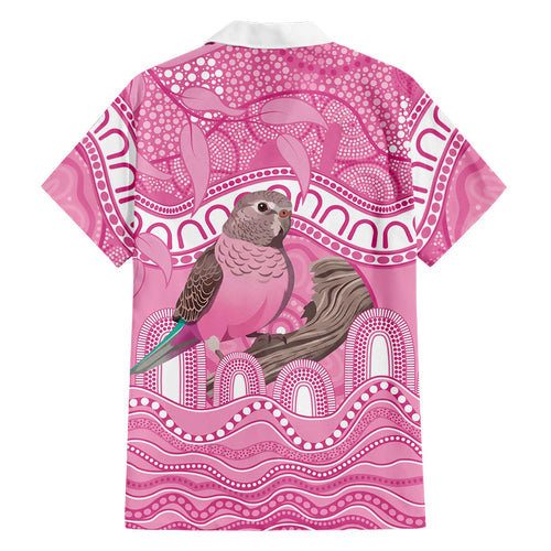 Indigenous Australia Bourkie Family Matching Off Shoulder Short Dress and Hawaiian Shirt Aussie Bourke's Parrot Aboriginal Art