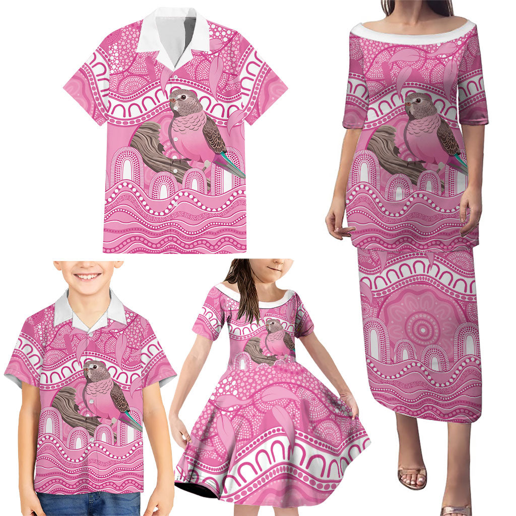 Indigenous Australia Bourkie Family Matching Puletasi and Hawaiian Shirt Aussie Bourke's Parrot Aboriginal Art