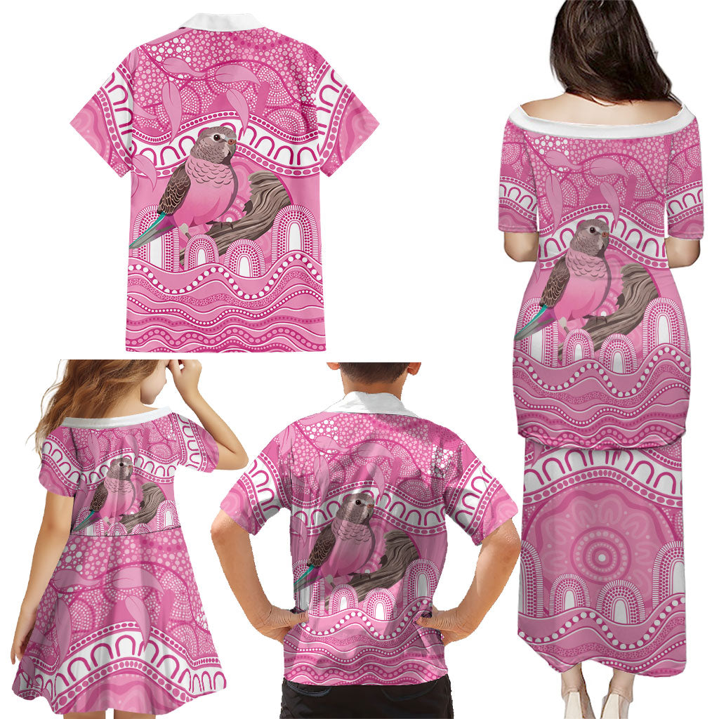 Indigenous Australia Bourkie Family Matching Puletasi and Hawaiian Shirt Aussie Bourke's Parrot Aboriginal Art