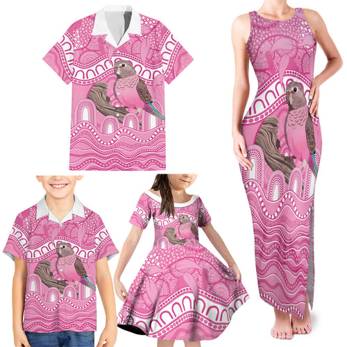 Indigenous Australia Bourkie Family Matching Tank Maxi Dress and Hawaiian Shirt Aussie Bourke's Parrot Aboriginal Art