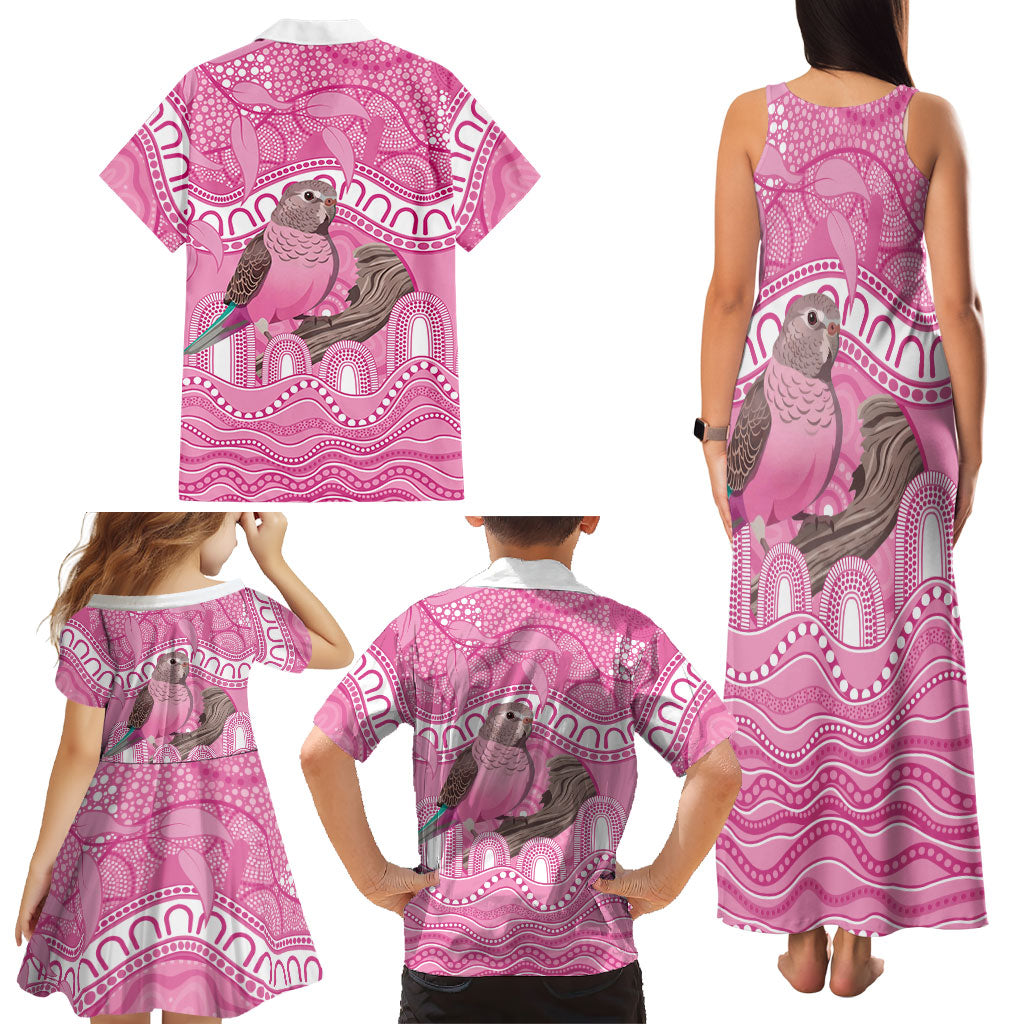 Indigenous Australia Bourkie Family Matching Tank Maxi Dress and Hawaiian Shirt Aussie Bourke's Parrot Aboriginal Art