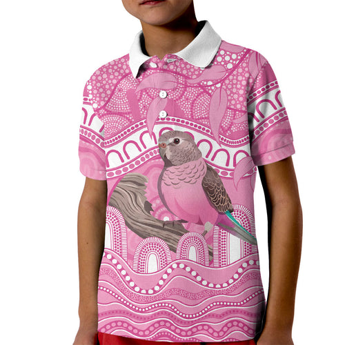 Indigenous Australia Bourkie Kid Polo Shirt Aussie Bourke's Parrot Aboriginal Art