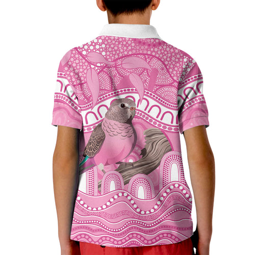 Indigenous Australia Bourkie Kid Polo Shirt Aussie Bourke's Parrot Aboriginal Art