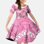 Indigenous Australia Bourkie Kid Short Sleeve Dress Aussie Bourke's Parrot Aboriginal Art