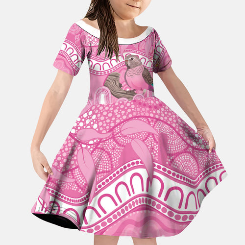 Indigenous Australia Bourkie Kid Short Sleeve Dress Aussie Bourke's Parrot Aboriginal Art