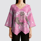 Indigenous Australia Bourkie Kimono Sleeve Blouse Aussie Bourke's Parrot Aboriginal Art