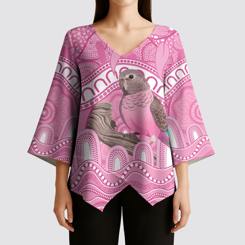 Indigenous Australia Bourkie Kimono Sleeve Blouse Aussie Bourke's Parrot Aboriginal Art