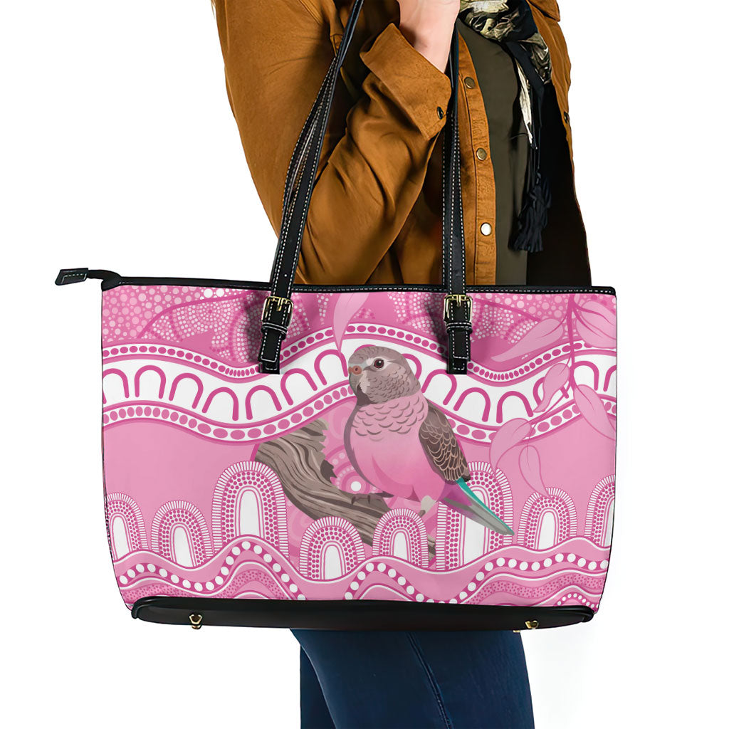 Indigenous Australia Bourkie Leather Tote Bag Aussie Bourke's Parrot Aboriginal Art