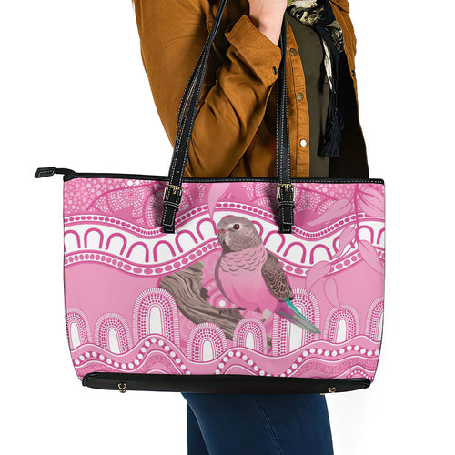 Indigenous Australia Bourkie Leather Tote Bag Aussie Bourke's Parrot Aboriginal Art