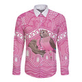 Indigenous Australia Bourkie Long Sleeve Button Shirt Aussie Bourke's Parrot Aboriginal Art